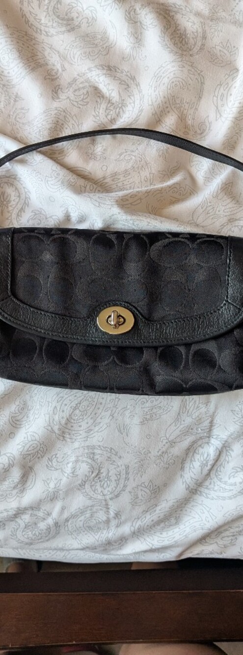 Coach Black Signature Turnlock Wristlet Clutch